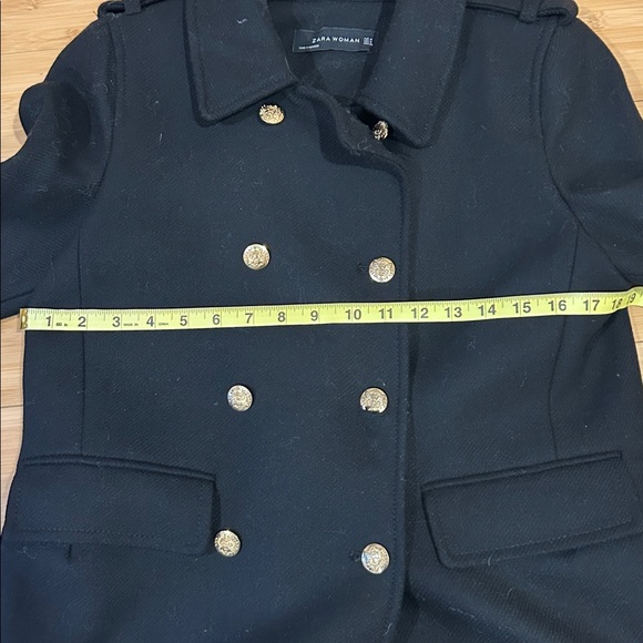 Zara black Pea coat with gold hardware- size Medium- worn once - Picture 8 of 10